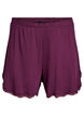 Loose night shorts with ribbed texture and lace trim, Dark Bordeaux, Packshot image number 0