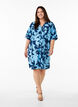 Knee-length dress with print and V-neck, Blue, Model image number 1
