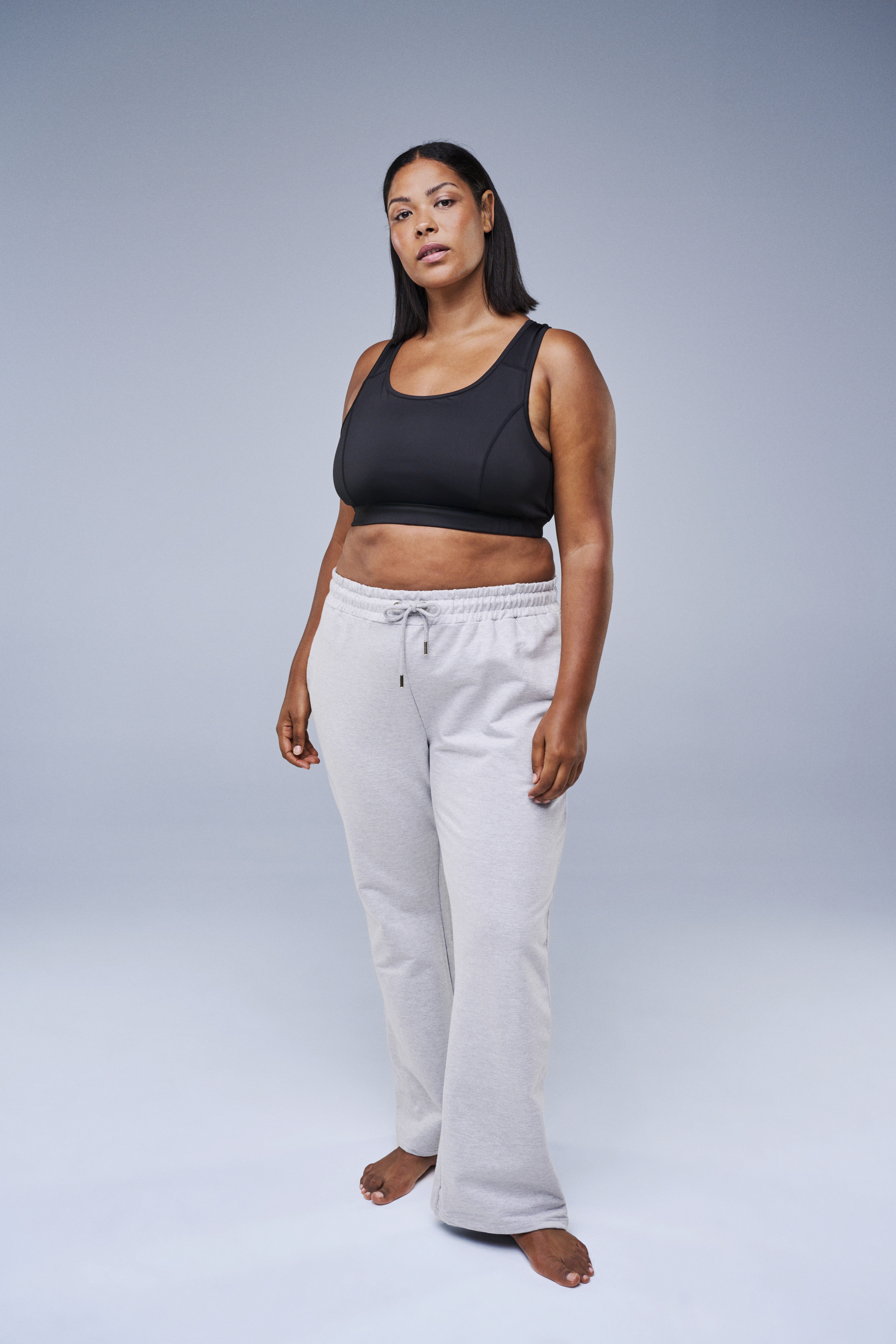 Grey flare sweatpants, , Model