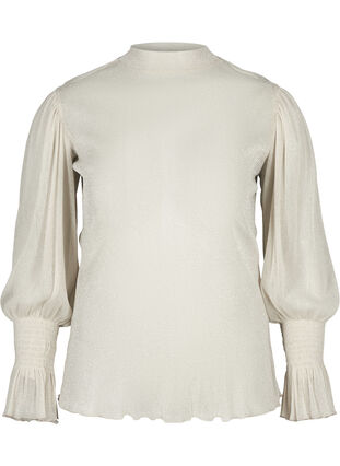 Mesh blouse with lurex, Birch ASS, Packshot image number 0