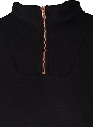 High neck fleece sweater with a zip, Black, Packshot image number 2