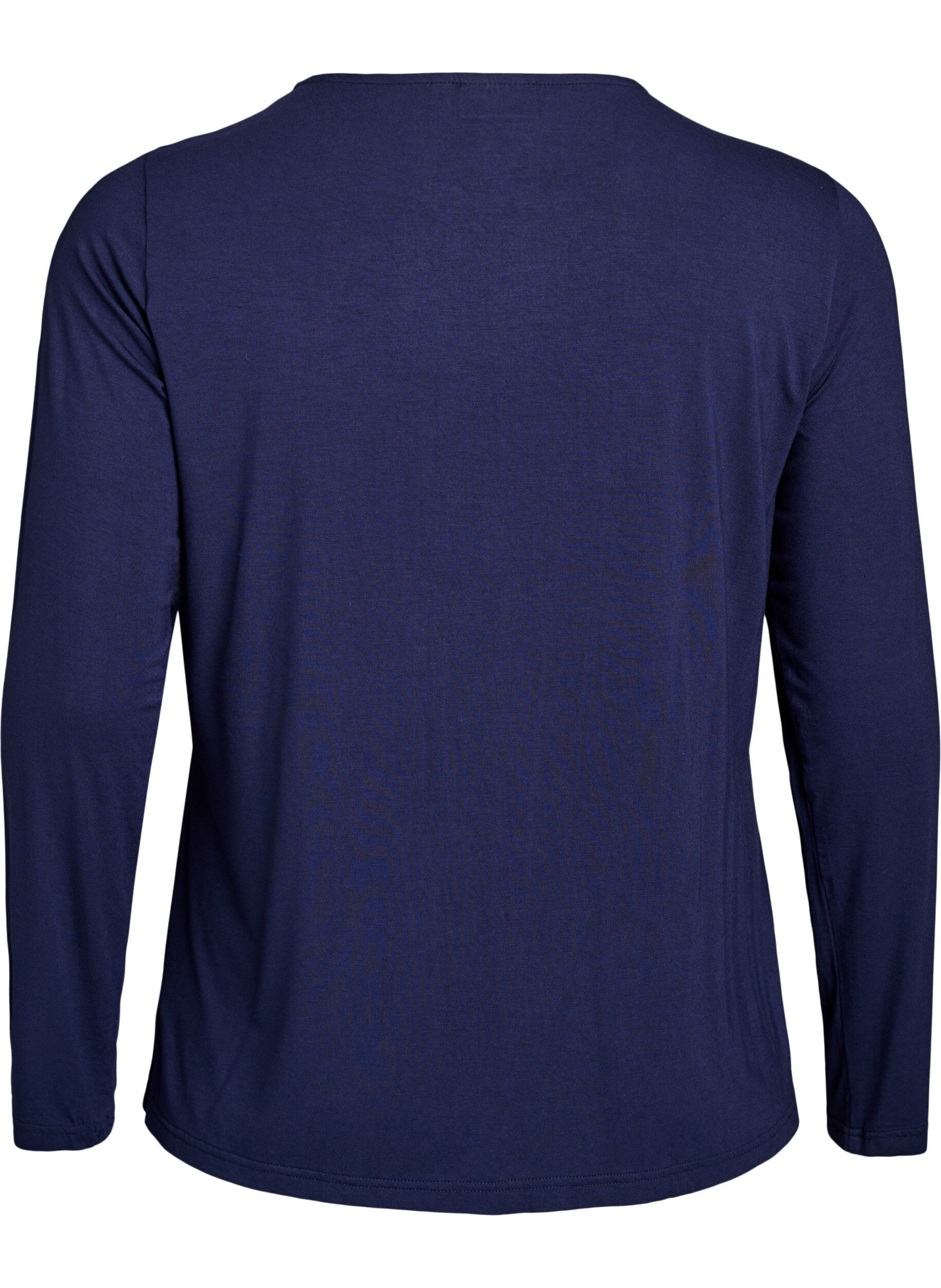 Zizzifashion Solid coloured blouse with long sleeves, Blue, Packshot image number 1