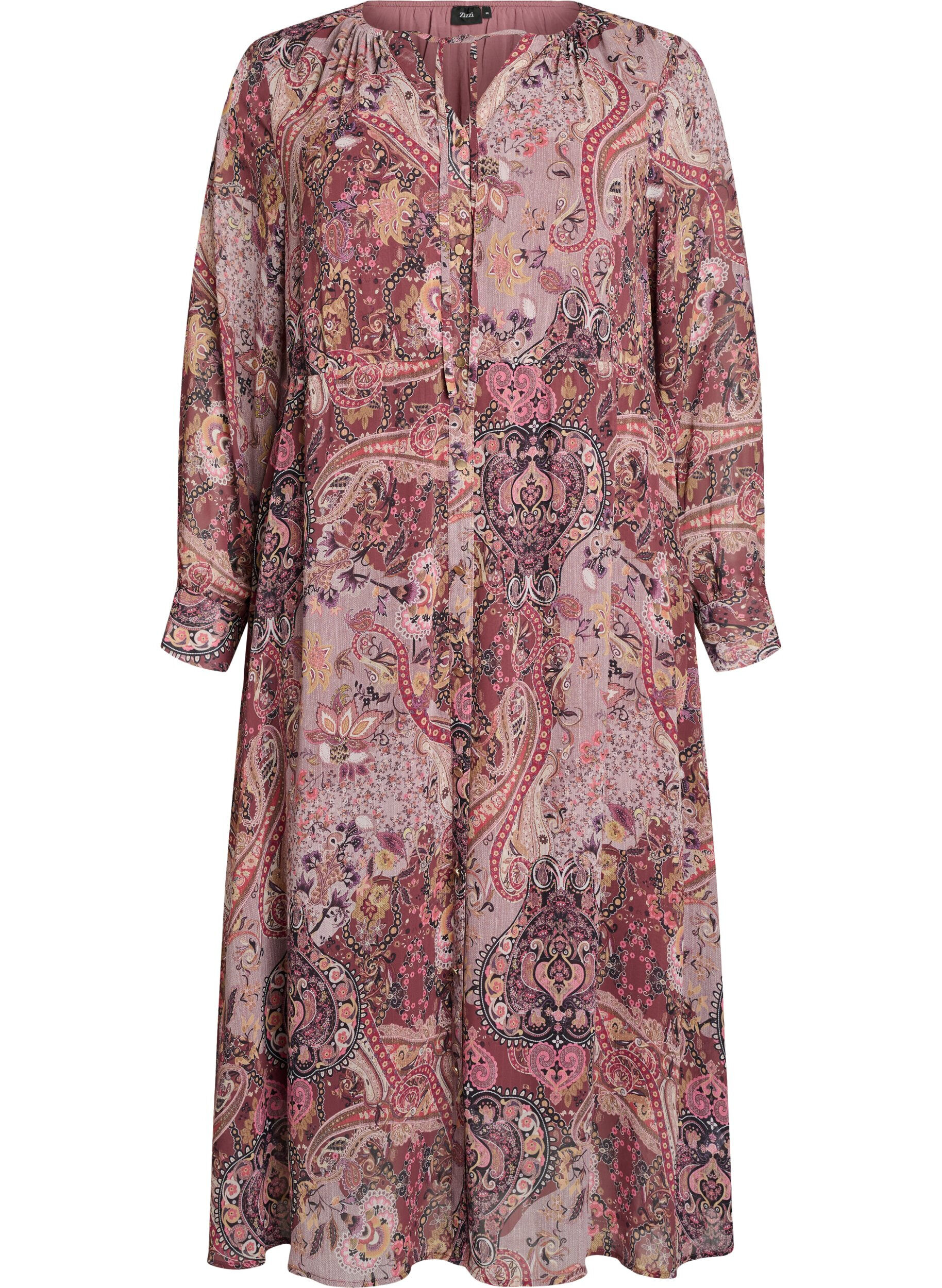 ZizzifashionMidi dress with paisley print and elastic waist, Purple, Packshot image number 0