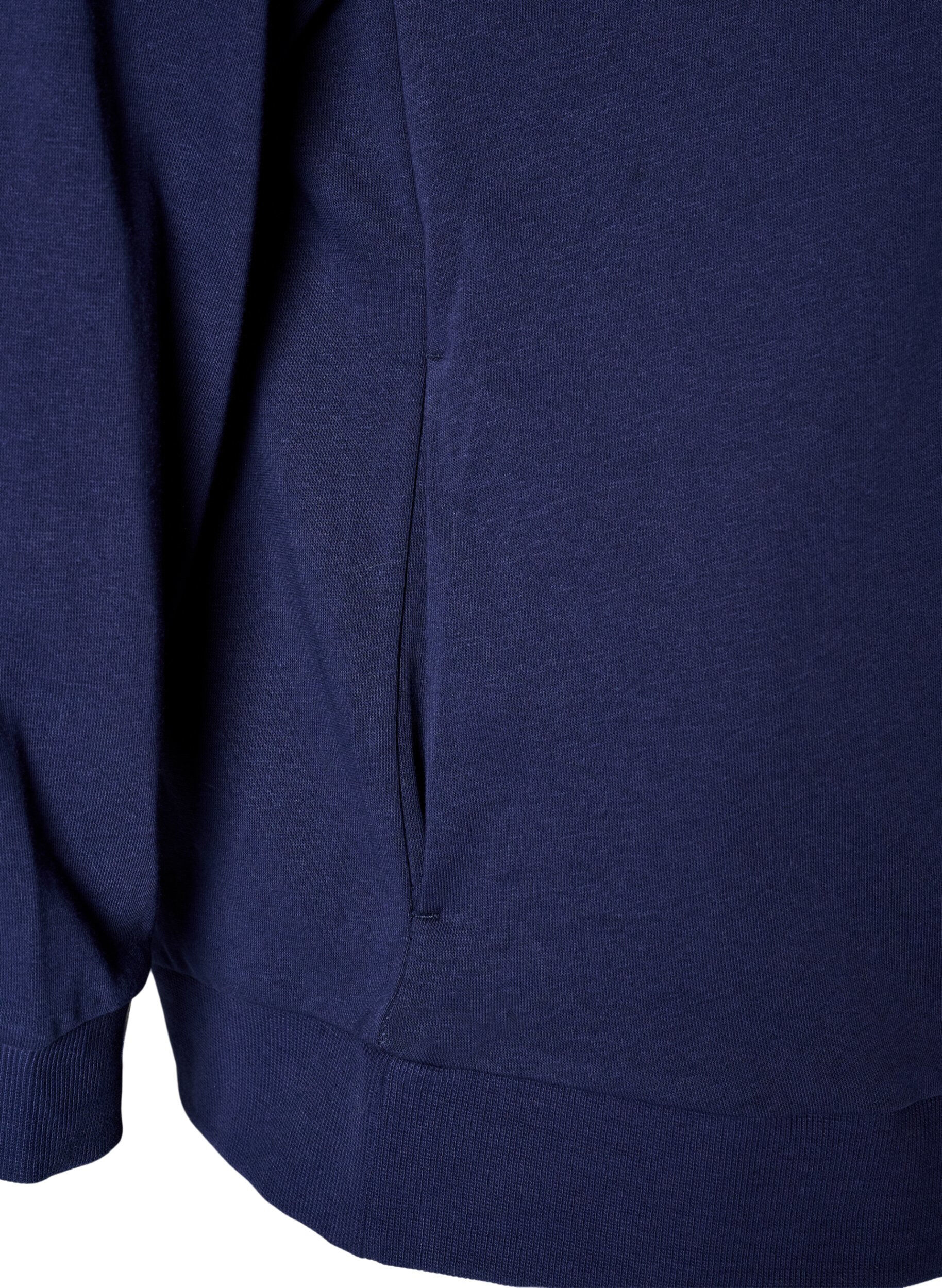 ZizzifashionHooded sweat cardigan with pockets, Blue, Packshot image number 3
