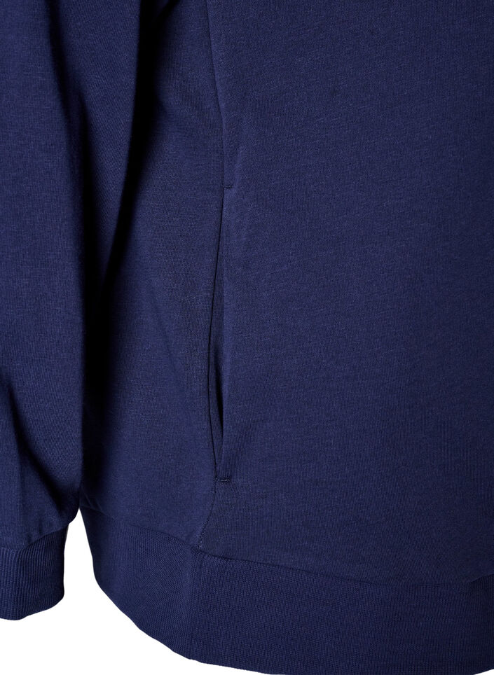 Hooded sweat cardigan with pockets, Blue, Packshot image number 3