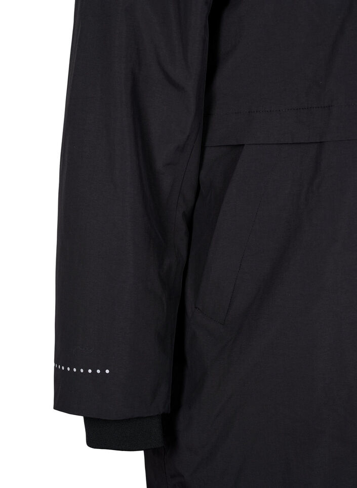 Functional parka coat with reflective detailing, Black, Packshot image number 3