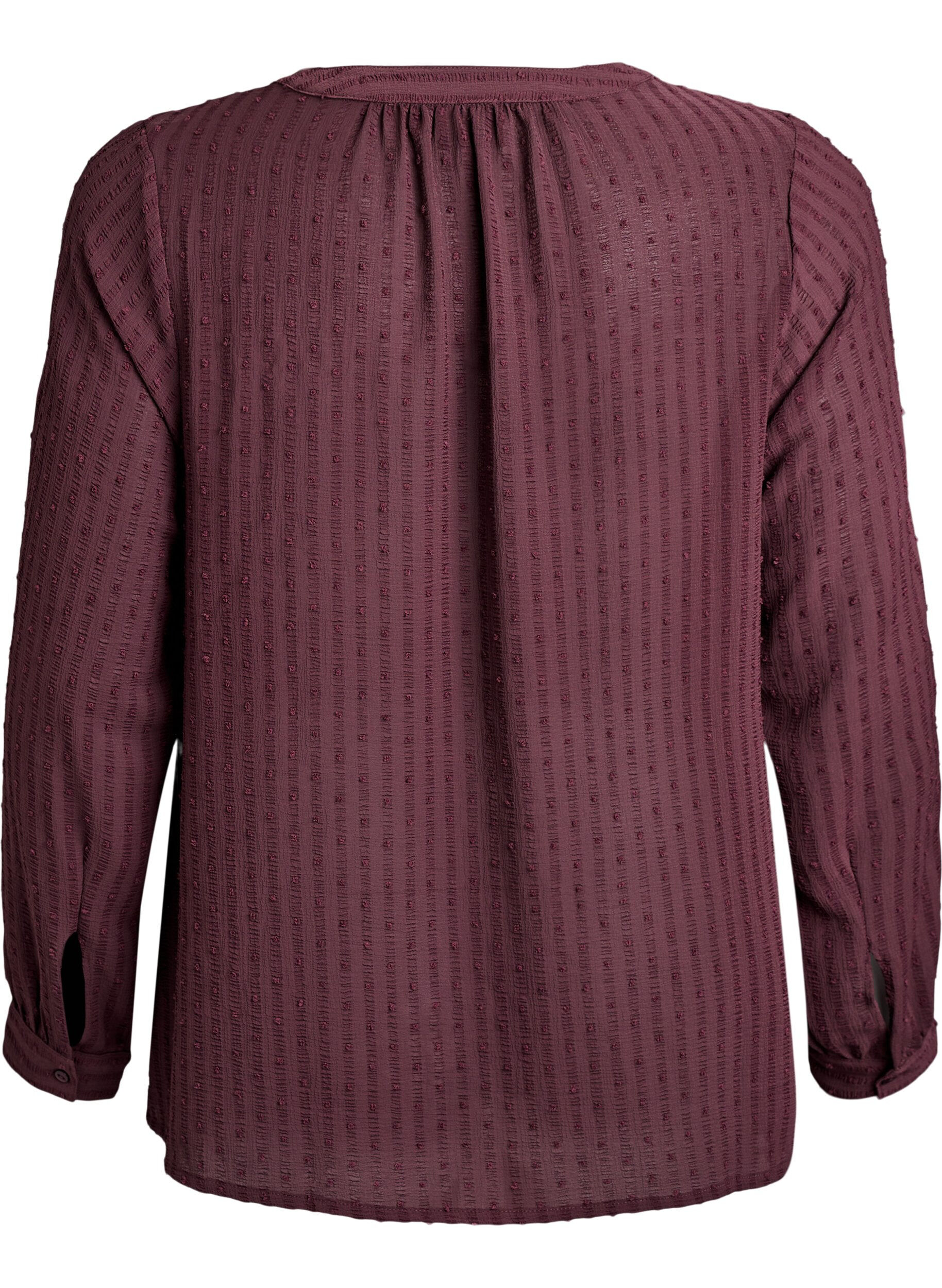 Zizzifashion Shirt with a textured dot pattern and embroidery details, Dark Bordeaux, Packshot image number 1