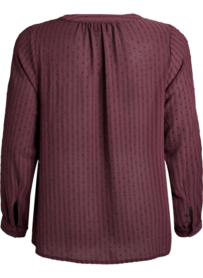 Shirt with a textured dot pattern and embroidery details, Dark Bordeaux, Packshot
