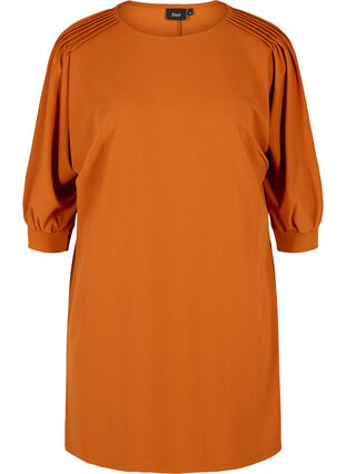 Solid-coloured tunic with 2/4 sleeves and pleated fold, Autumnal, Packshot image number 0