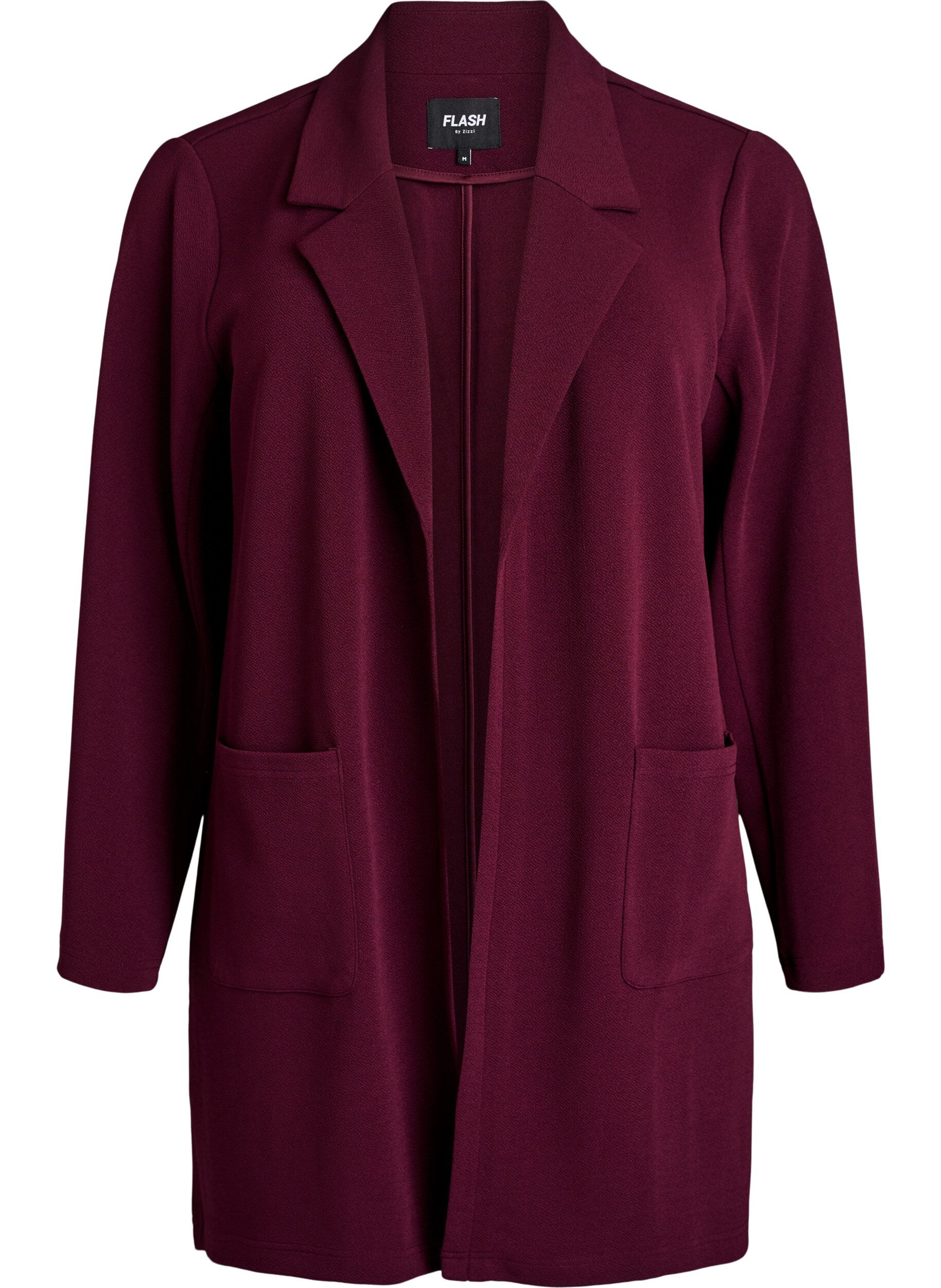 Zizzifashion Long blazer with pockets, Red, Packshot image number 0