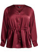 Party blouse in satin-look with buttons and adjustable waist, Dark Bordeaux, Packshot image number 0