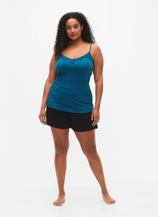 2-pack night tops in rib, Black/Blue Coral, Model image number 2