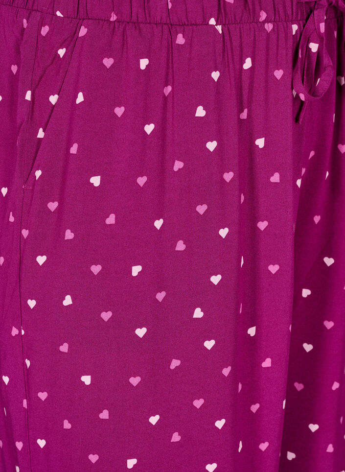 Loose night trousers with hearts, Boysenberry w. Heart, Packshot image number 2