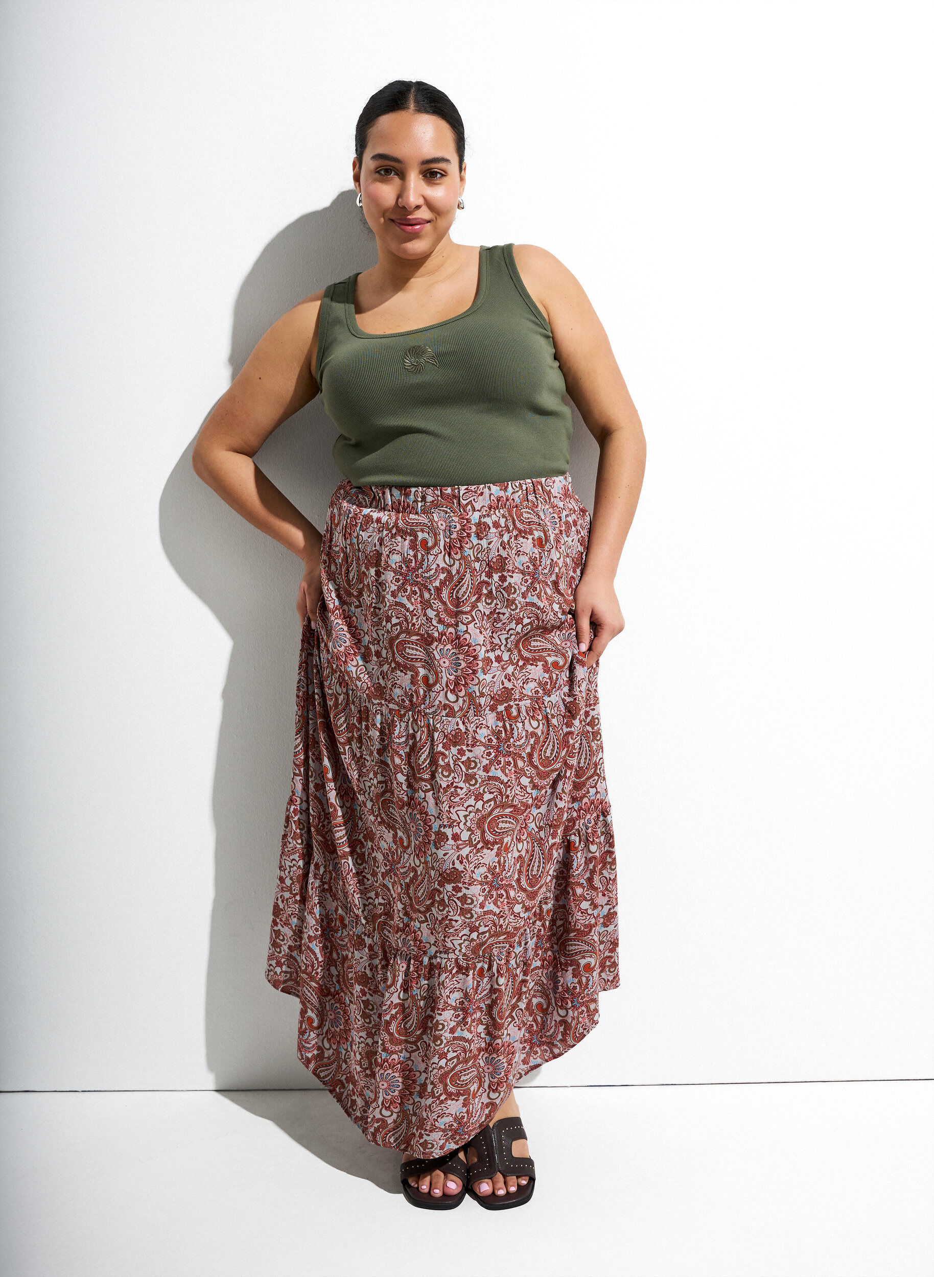Zizzifashion Fitted top with motif, Green, Image image number 0