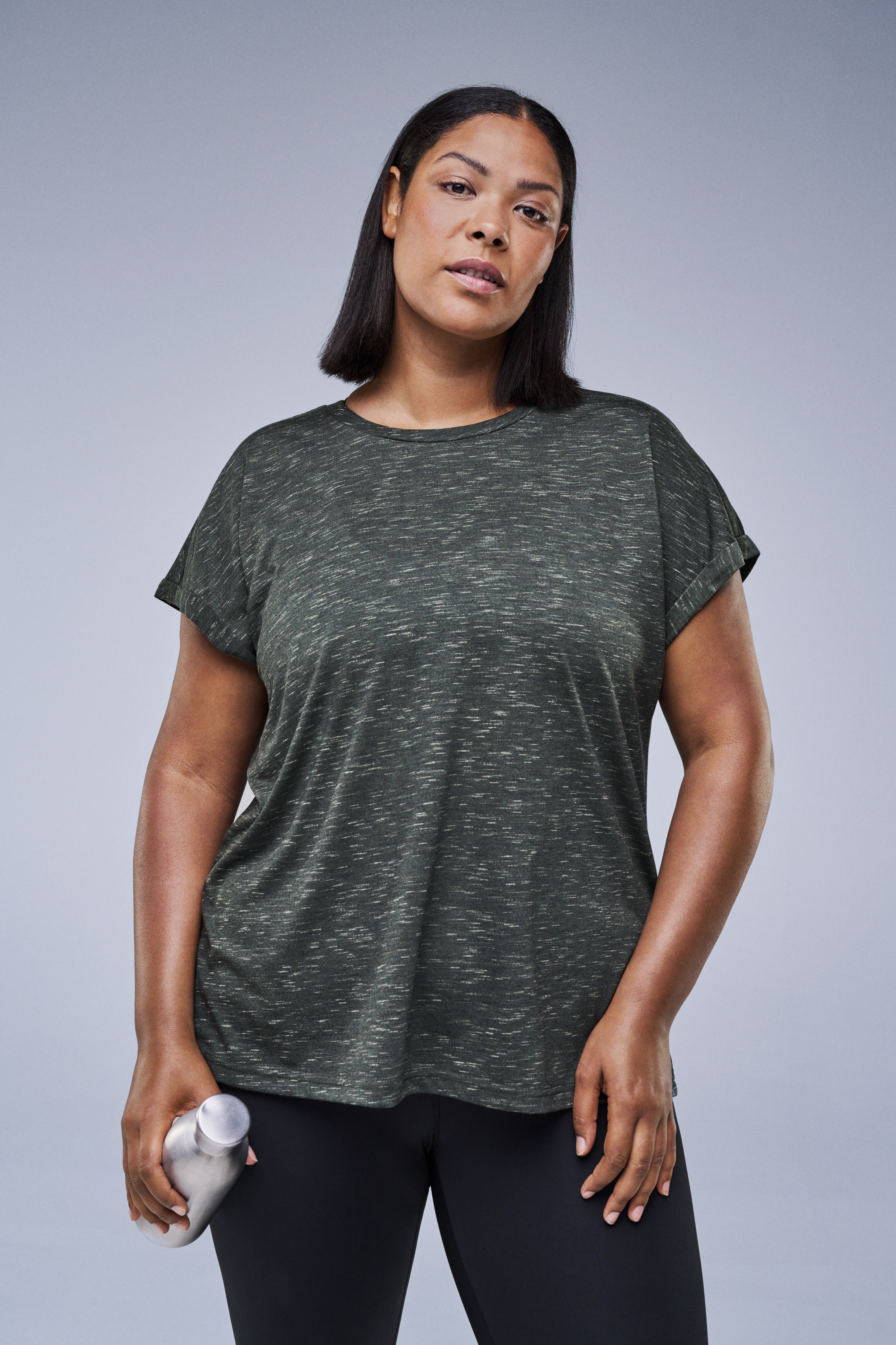 Zizzifashion Green loose training T-shirt, , Model