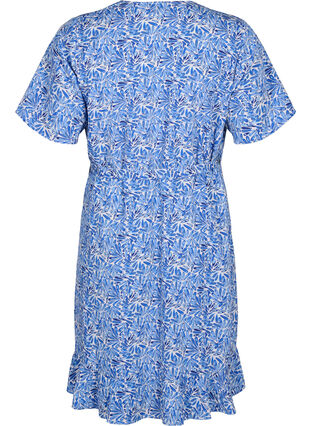 FLASH - Wrap dress with short sleeves, White Blue AOP, Packshot image number 1