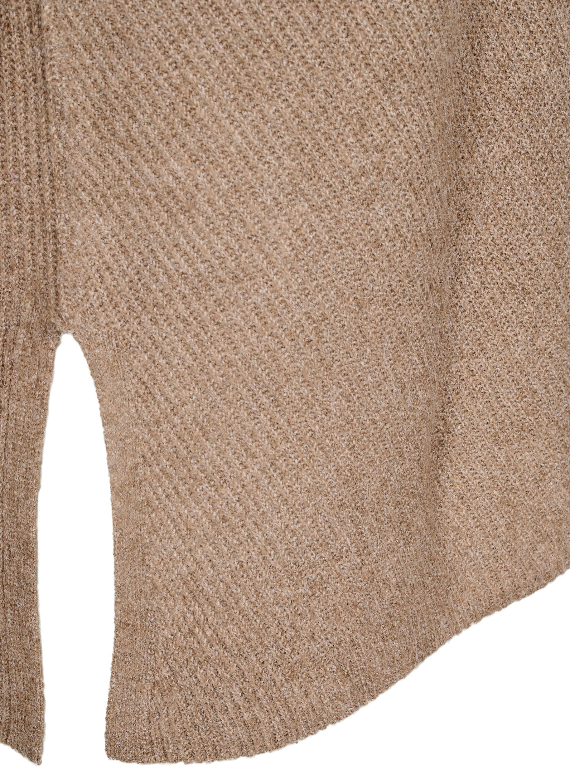 Zizzifashion Knitted blouse with round neck, Fossil Mel., Packshot image number 3