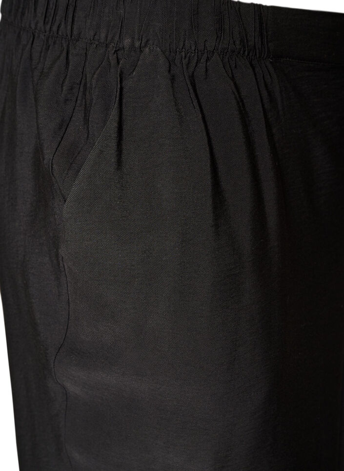 Viscose trousers with an elasticated waist and straight legs, Black, Packshot image number 2