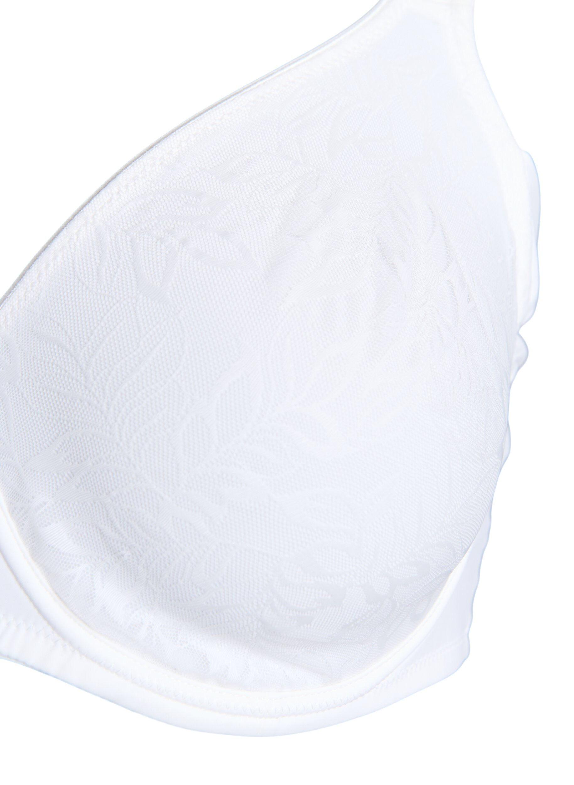 Zizzifashion Comfort bra with a lace overlay and moulded cups, White, Packshot image number 2