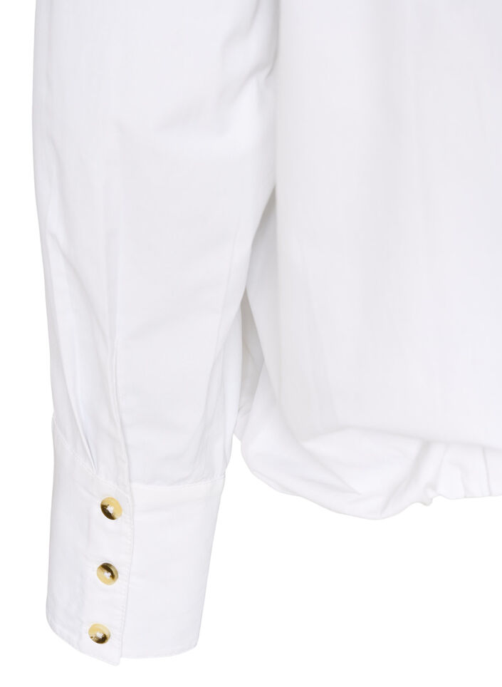 Shirt with chest pocket and balloon shape, White, Packshot image number 3
