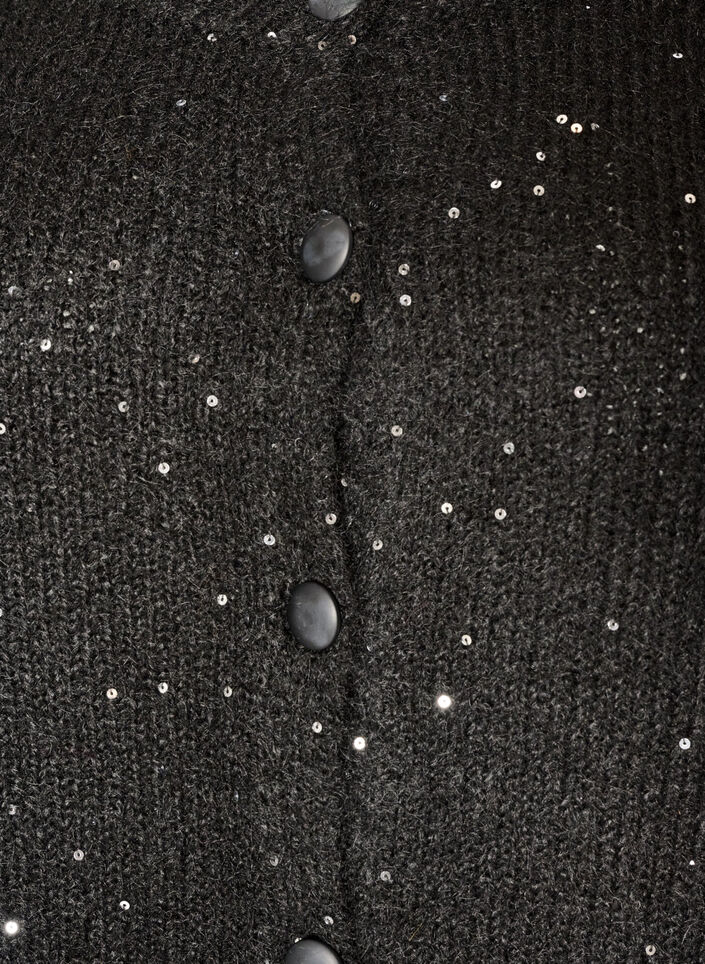 Cardigan with sequins and buttons, Black, Packshot image number 2