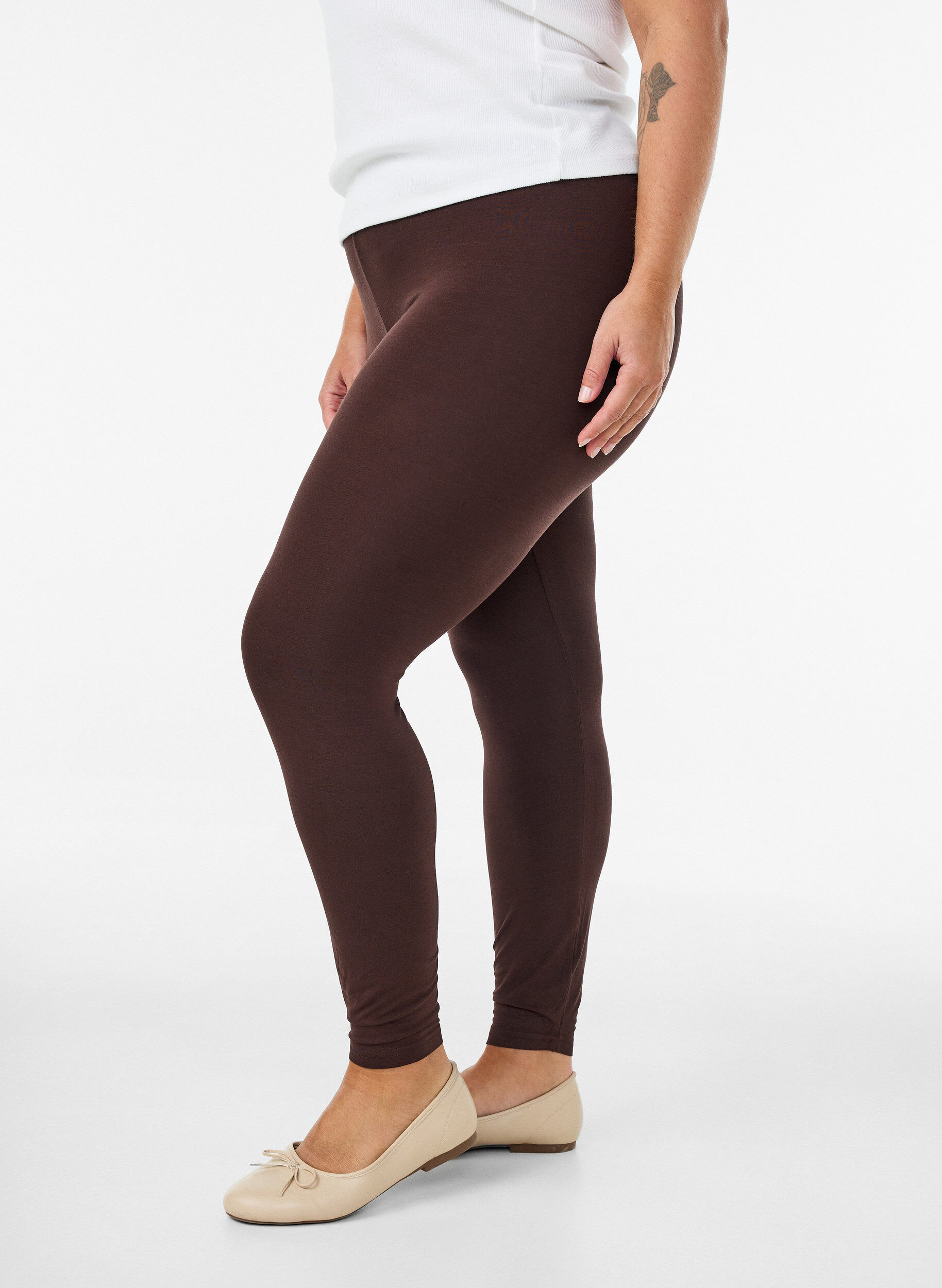 ZizzifashionBasic viscose leggings, Brown, Model image number 0