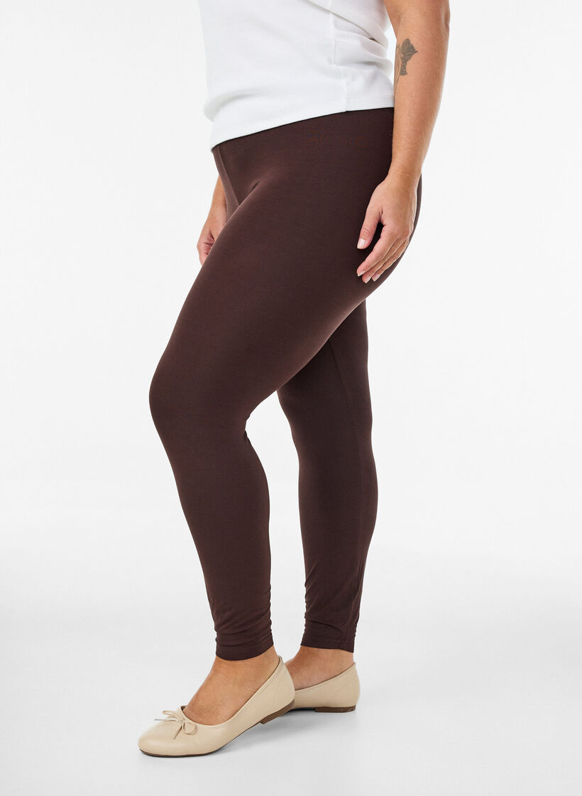 Basic viscose leggings, Brown, Model image number 0