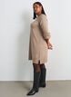 Short knitted dress with raglan sleeves and a centre seam, Beige, Model image number 3