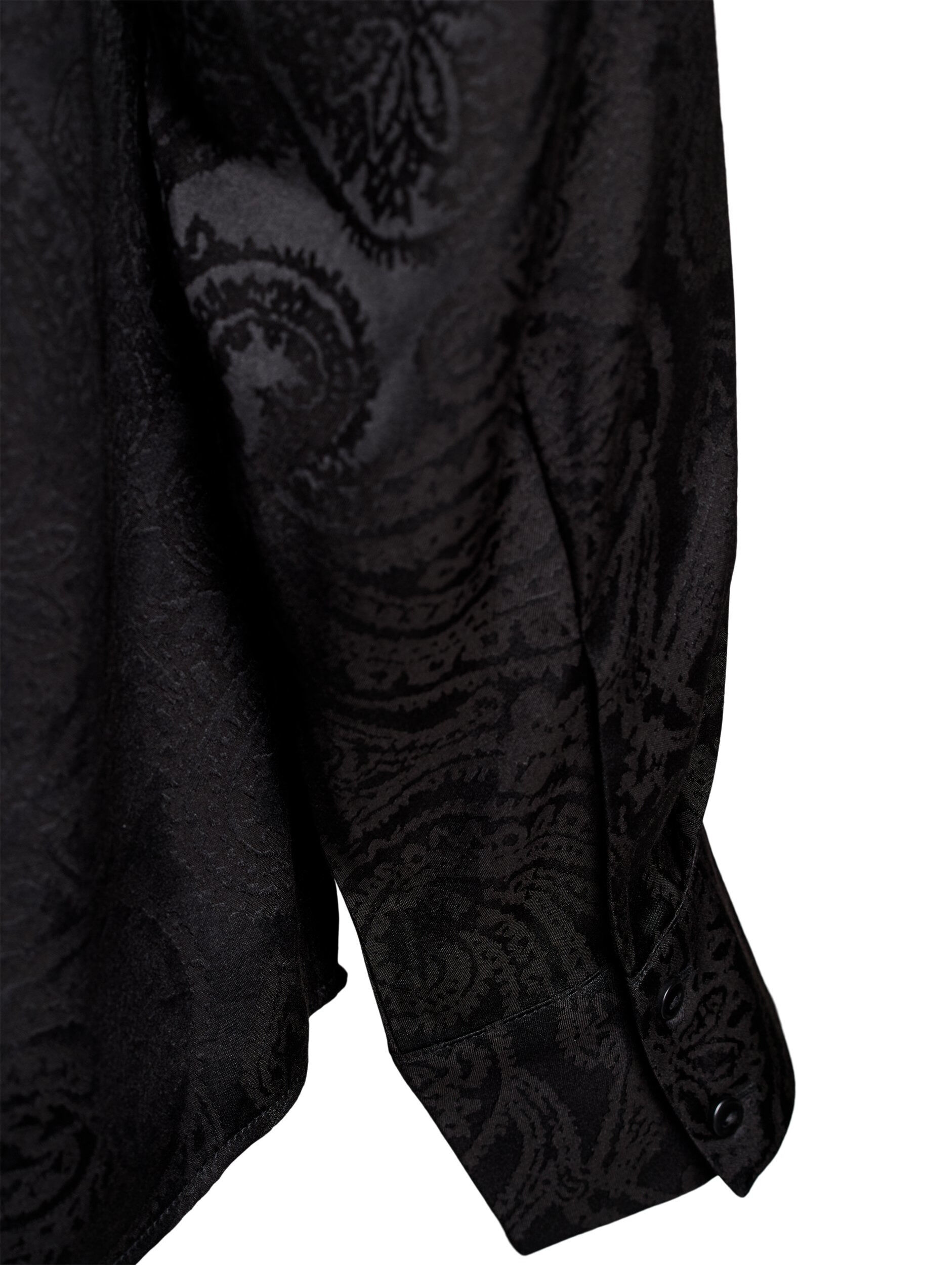 Zizzifashion Shirt with tone-on-tone paisley pattern, Black, Packshot image number 3
