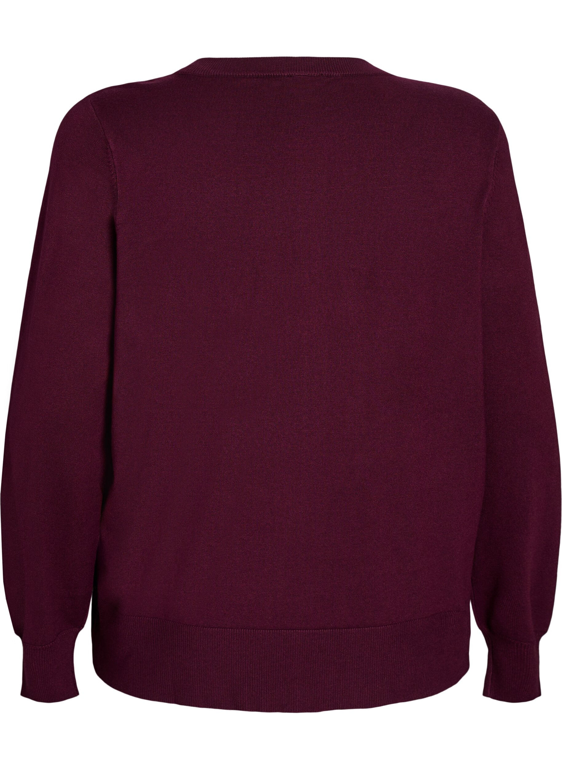 Zizzifashion Knitted cardigan with round neck and buttons, Red, Packshot image number 1