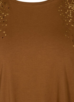 Short-sleeve T-shirt with sequins, Brown ASS, Packshot image number 2