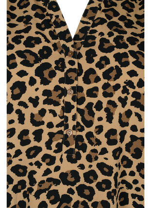 Long-sleeved blouse in leopard print and v-neck, Leopard, Packshot image number 2