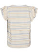 Sleeveless blouse with ruffles and patterned stripes, Vanilla, Packshot image number 1