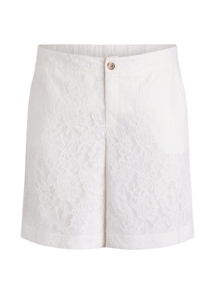 High-waisted lace Bermuda shorts, Vanilla, Packshot