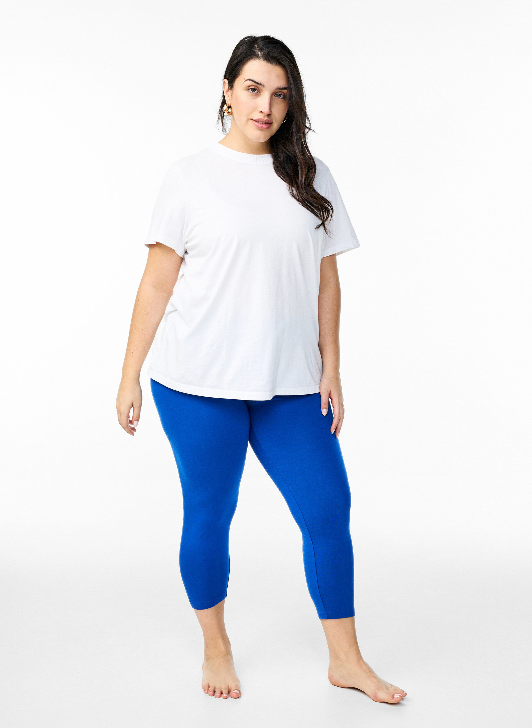 Zizzifashion Basic 3/4 leggings in viscose, Blue, Model image number 1