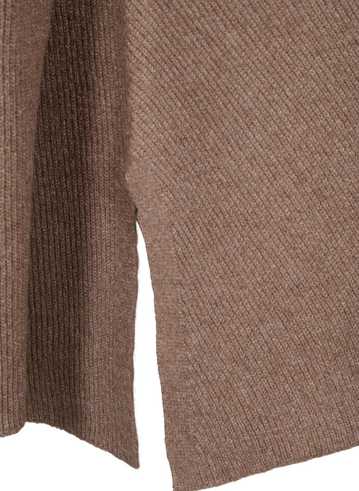Melange pullover with side slit, Walnut/White Mel., Packshot image number 3
