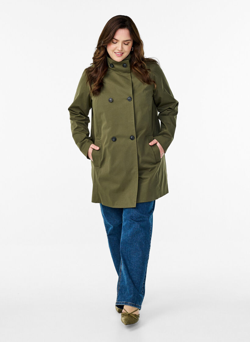 Water-repellent spring jacket with an A-line cut, Green, Model image number 1