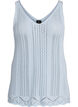 Knitted top with eyelet embroidery and V-neck, Light Blue, Packshot image number 0