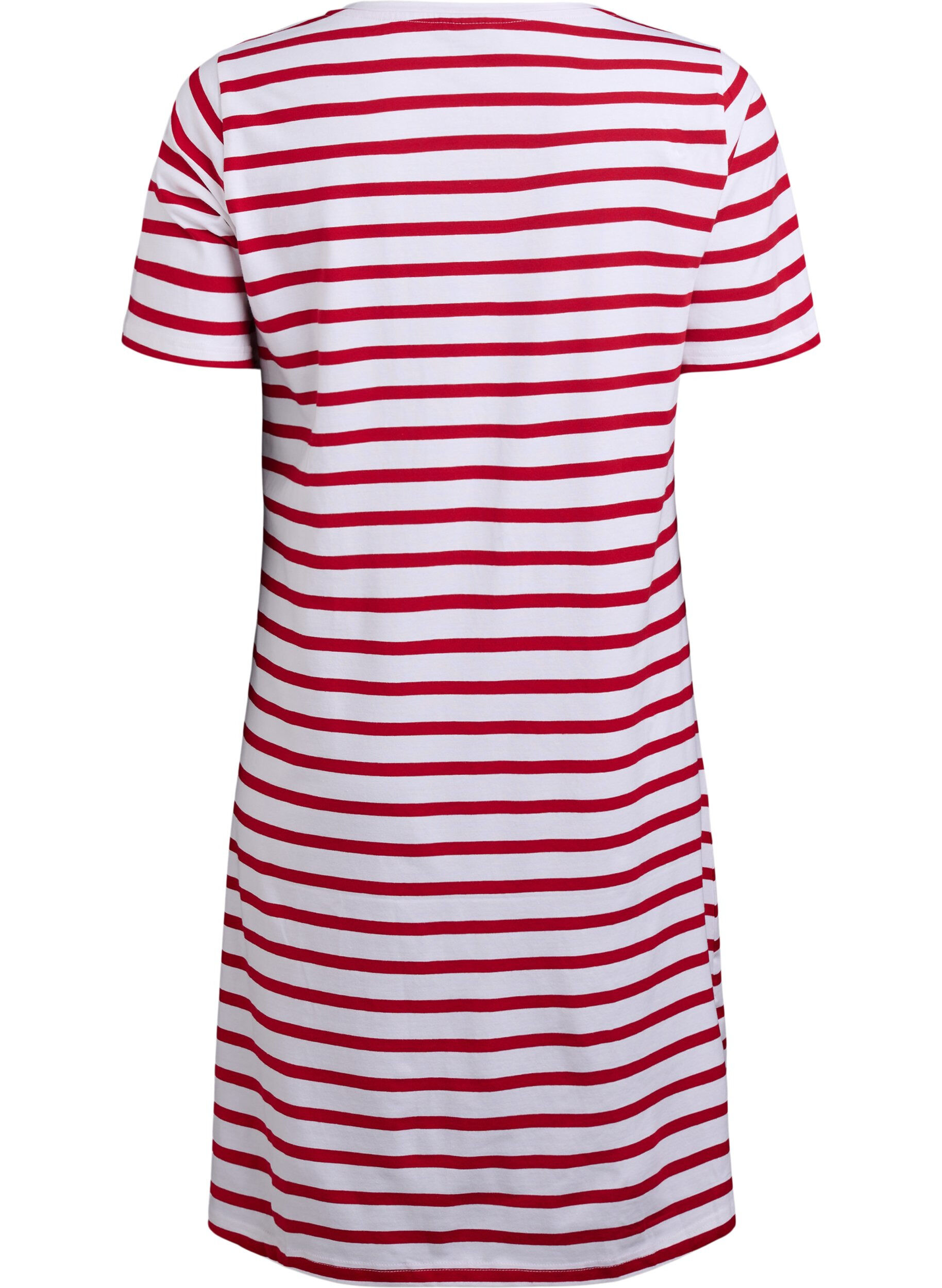 Zizzifashion Striped jersey dress with short sleeves, Red, Packshot image number 1