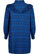 Long viscose shirt with print and frills, True blue w. Black, Packshot image number 1