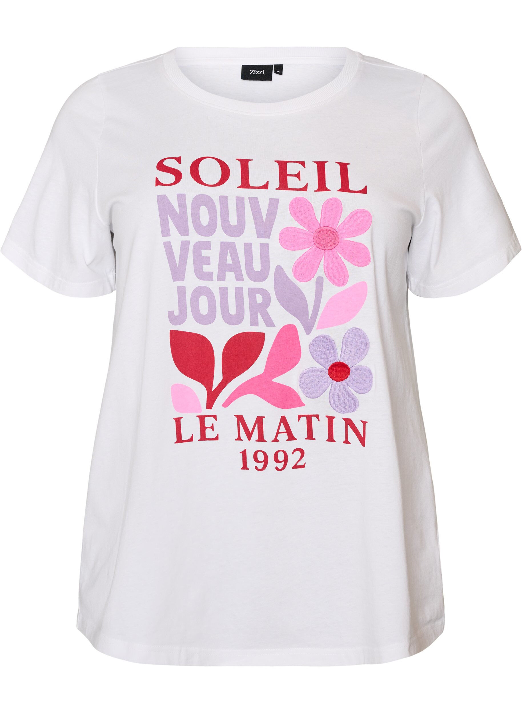 Zizzifashion Cotton T-shirt with print, White, Packshot image number 0