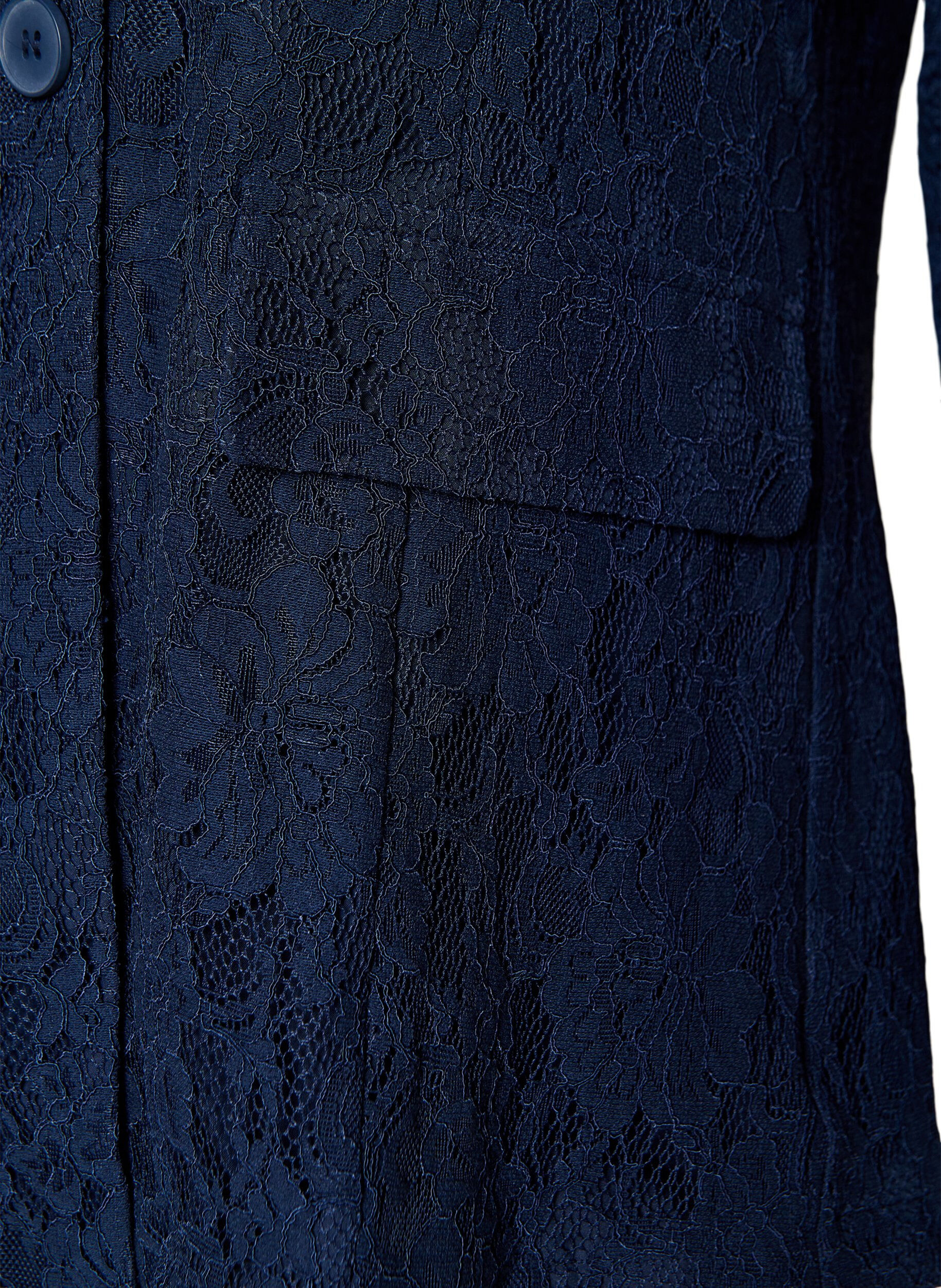 Zizzifashion Lace blazer with button closure, Blue, Packshot image number 3