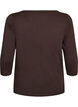 Basic T-shirt with boat neckline and 3/4 sleeves, Brown, Packshot image number 1