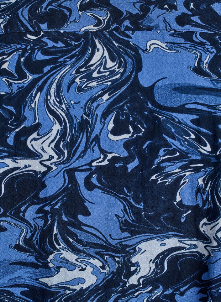 Short cotton dress with an elasticated hem and long sleeves, Blue, Packshot image number 2