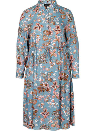 Printed midi dress in viscose, Light Blue Paisley, Packshot image number 0
