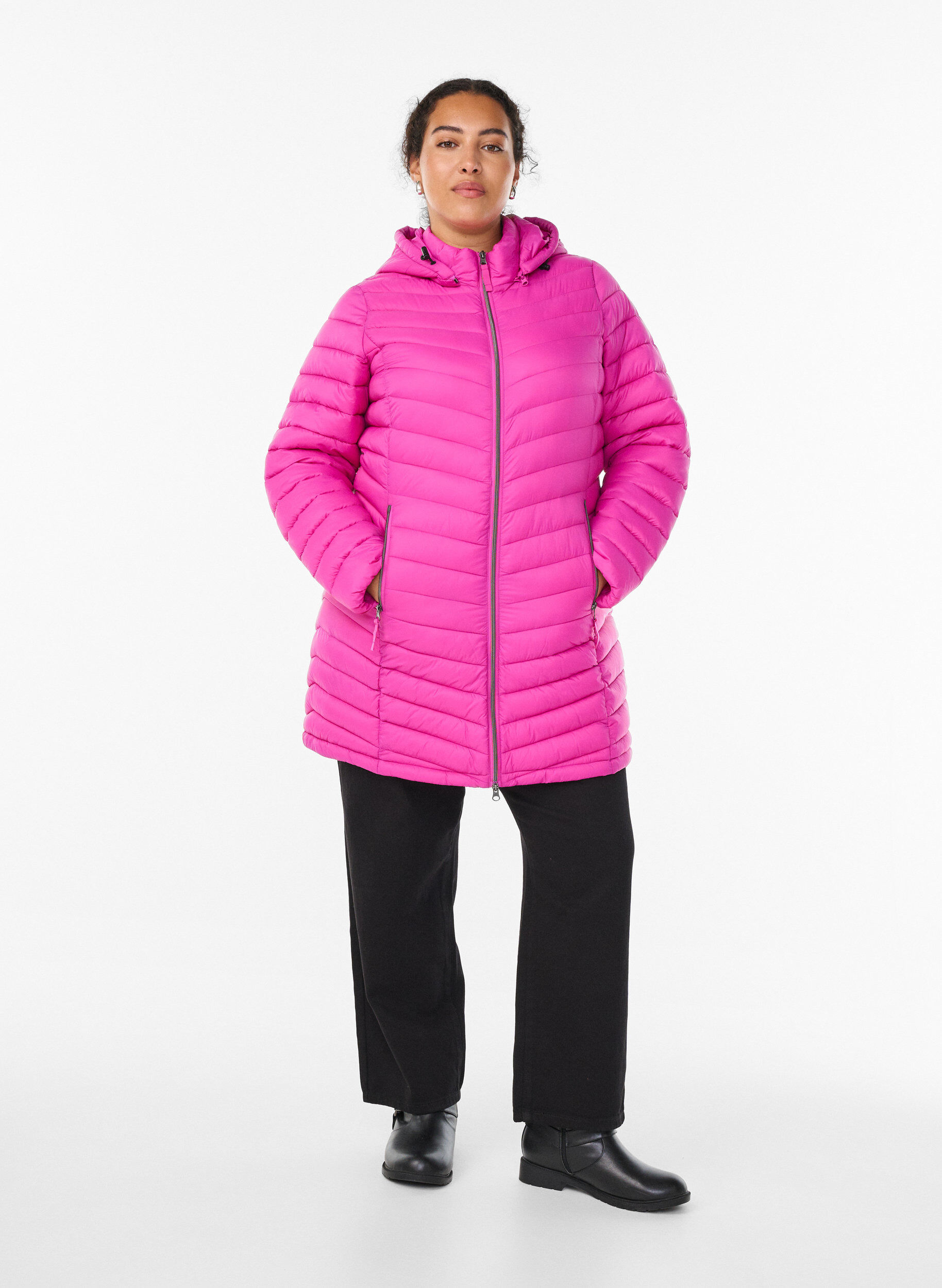 ZizzifashionLightweight jacket with pockets and a detachable hood, Rose, Model image number 1