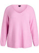 Knitted blouse with V-neck and raglan sleeves, Pink, Packshot image number 0