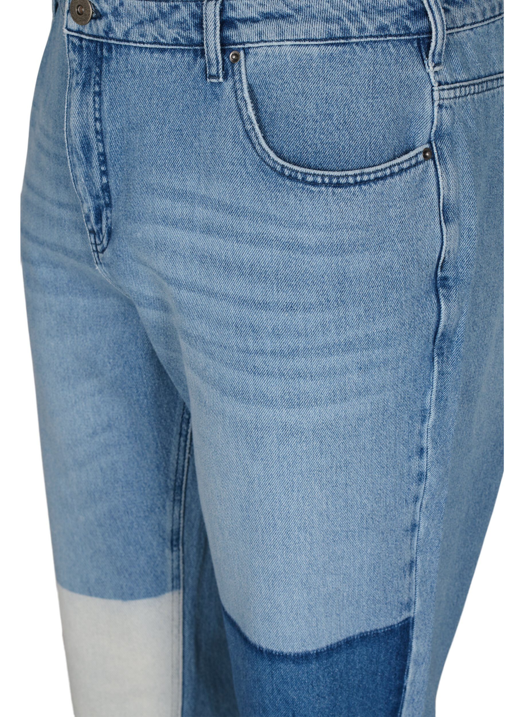 Zizzifashion Mille mom-fit jeans with colour-blocking, Blue Denim Comb, Packshot image number 2
