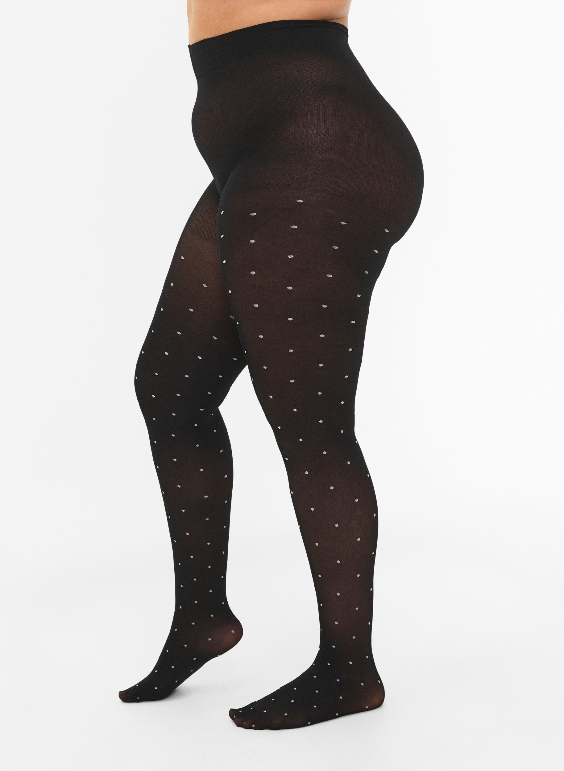 Zizzifashion 70 denier tights with dots, Black w. Dot, Model image number 0