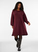 Short knitted dress with wavy hem and slits, Red, Model image number 1